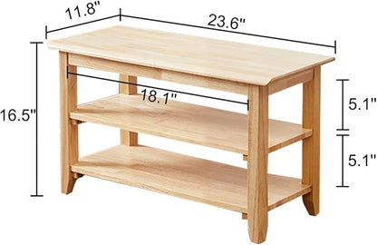 XKZG Shoe Rack Bench Wooden Shoe Storage Bench Simple Style Wood Entryway Bench (Natural,23.6")