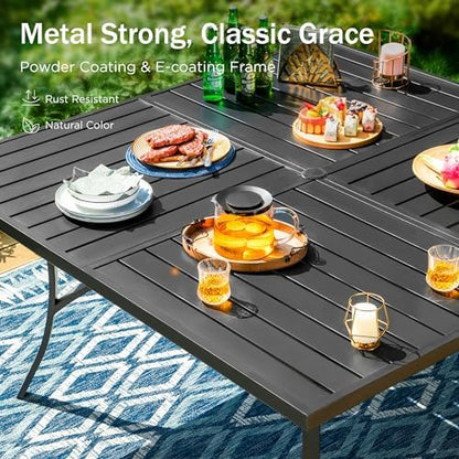 MIXPATIO 9pc Patio Dining Set, 57.5" Square Metal Table, 8 Swivel Chairs