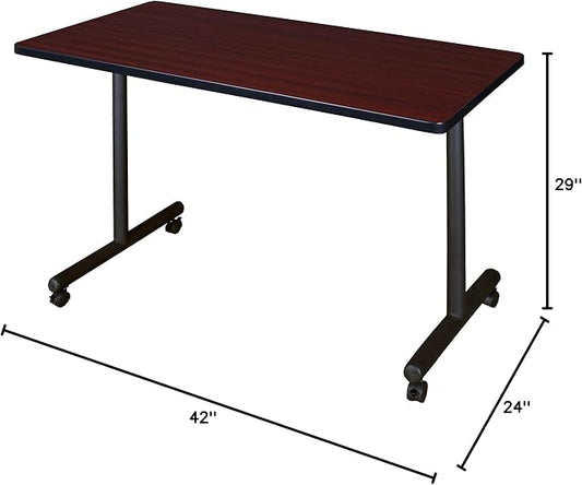 Romig Axis-Pro 42 x 24 in. Mobile T-Base Training Seminar Table- Mahogany