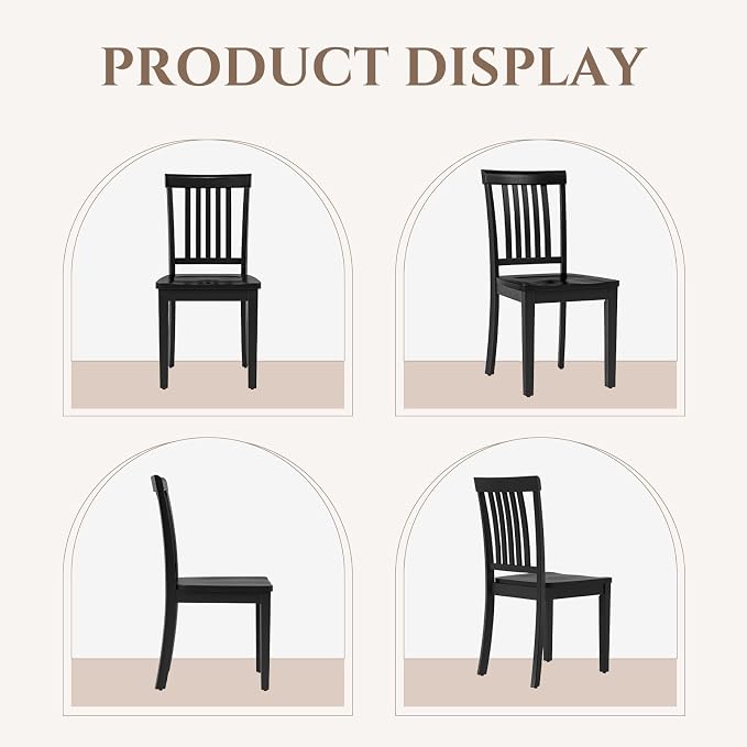 COLAMY Wooden Dining Room Chairs Set of 4, Spindle High Back Windsor Kitchen Side Chair, Farmhouse Dining Chairs for Kitchen, Dining Room, Black