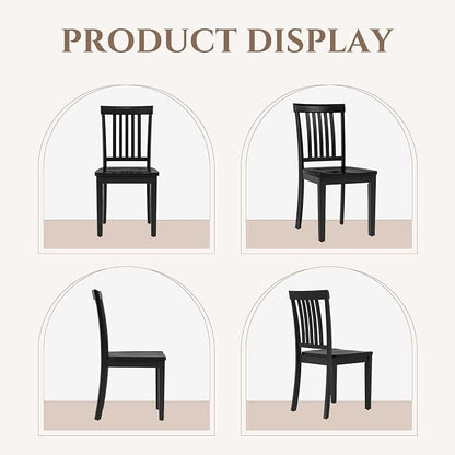 COLAMY Wooden Dining Room Chairs Set of 4, Spindle High Back Windsor Kitchen Side Chair, Farmhouse Dining Chairs for Kitchen, Dining Room, Black