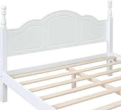 Harper & Bright Designs Bedroom Set Furniture, 3-Pieces Bedroom Sets, Queen Size Wood Platform Bed and 2 Nightstands, White