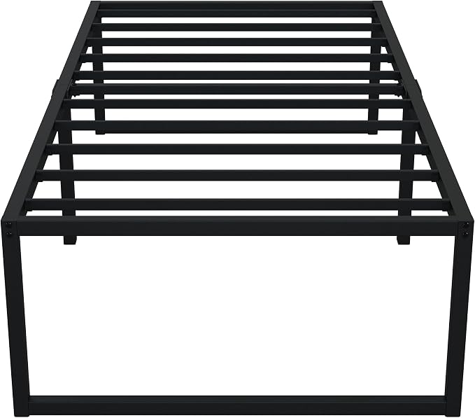 EMODA 18 Inch Narrow Twin Bed Frame 30x75, Heavy Duty Metal Platform No Box Spring Needed, Easy Assembly Noise Free, Black