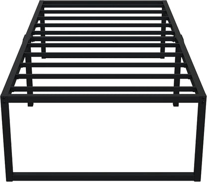EMODA 18 Inch Narrow Twin Bed Frame 30x75, Heavy Duty Metal Platform No Box Spring Needed, Easy Assembly Noise Free, Black