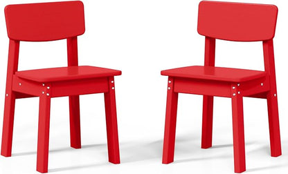 Costaelm Outdoor Kids Dining Chair Set of 2,Step Stool Toddler Chair, Red
