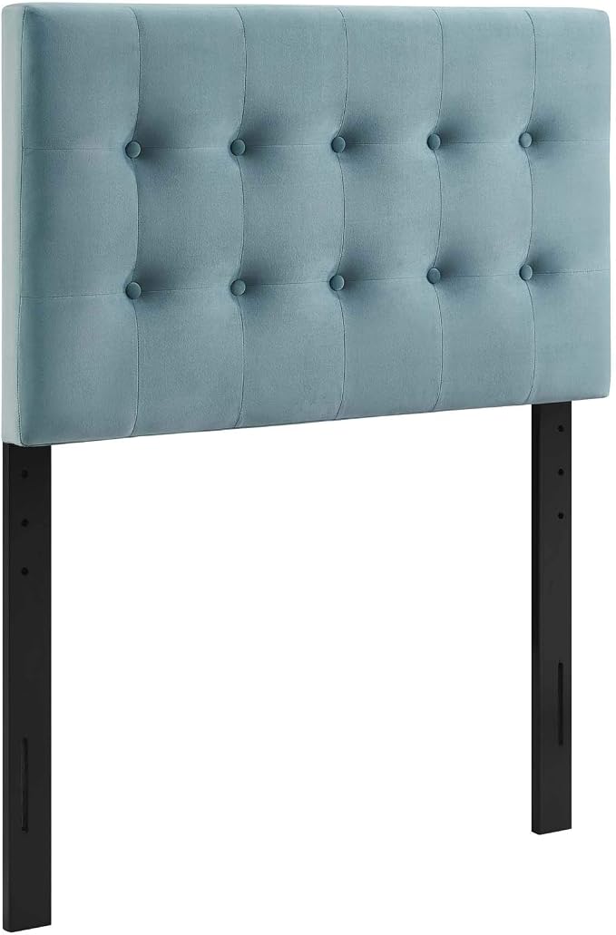 Modway Emily Twin Biscuit Tufted Performance Velvet Headboard, Light Blue