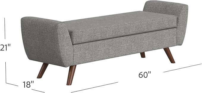 HomePop 60" Modern Storage Bench with Wood Legs - Gray Woven