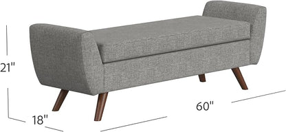 HomePop 60" Modern Storage Bench with Wood Legs - Gray Woven
