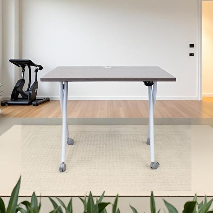 48-inch Training Table Driftwood Adjustable Table for Office Classroom Versatile Design for Meetings Seminars and Collaborative Workspaces Easy Flip Top Mechanism for Quick Setup and Storage