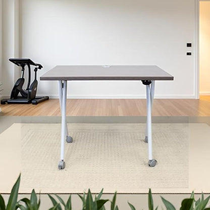 48-inch Training Table Driftwood Adjustable Table for Office Classroom Versatile Design for Meetings Seminars and Collaborative Workspaces Easy Flip Top Mechanism for Quick Setup and Storage