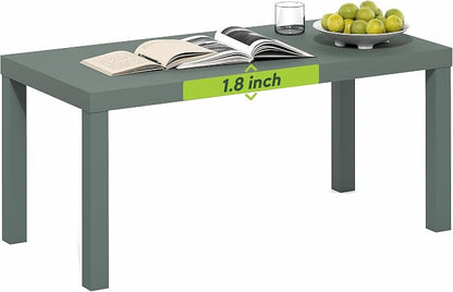 Furinno Classic Coffee Table, Modern Rectangle Printer Stand, Sage Green | 1.8" Triple Thick Tabletop, Toolless Assembly, Side Table, for Living Room, Home Office