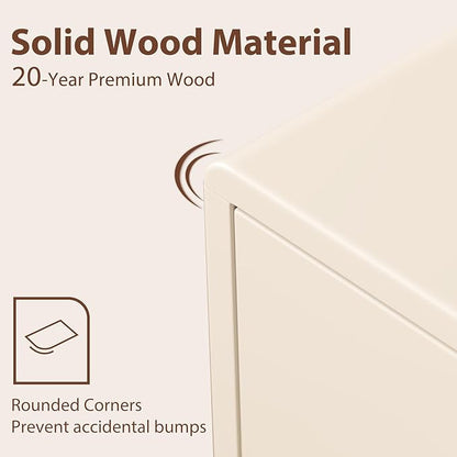 White Nightstand Solid Wood Nightstand,Small Night Stand with Drawers Wood Night Stand,Small Bedside Tables for Bedroom,Living Room,Office,White Bedside Table