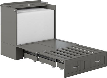 AFI, Southampton Murphy Bed Chest Twin XL with 6" Mattress, Storage Drawer & Built-in USB Charger, Grey