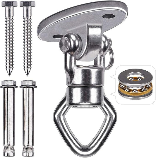 BeneLabel Swing Hanger with Bearing Swivel 800LB Capacity Stainless Steel Ceiling Mount Bracket Hanging Kit for Aerial Silks, Swings, Hammocks, Hanging Chair, Aerial Hoop, Heavy Bag, Yoga Swing