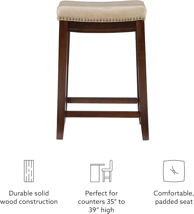 Linon Backless Counter Stool, Brown