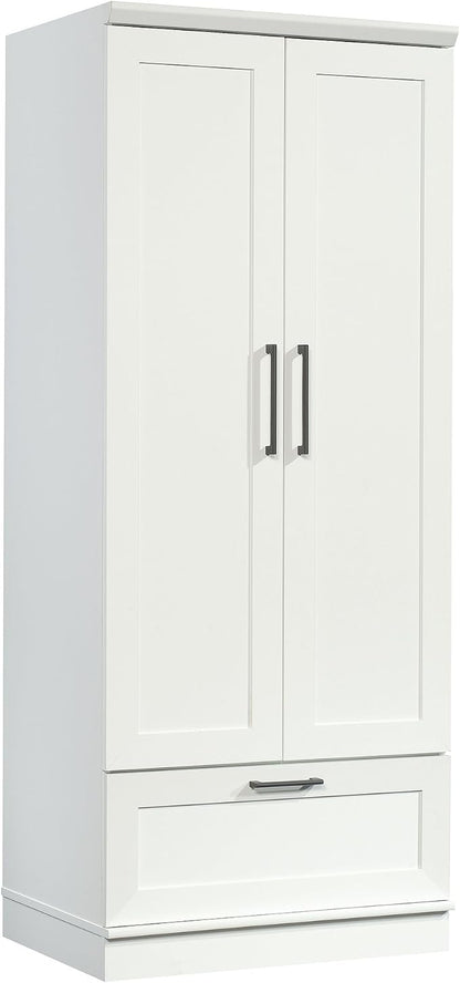 Sauder HomePlus Wardrobe/Storage Cabinet, Spacious Hidden Storage, Wardrobe Armoire, 29.1x20.9x71.2 - Soft White Finish