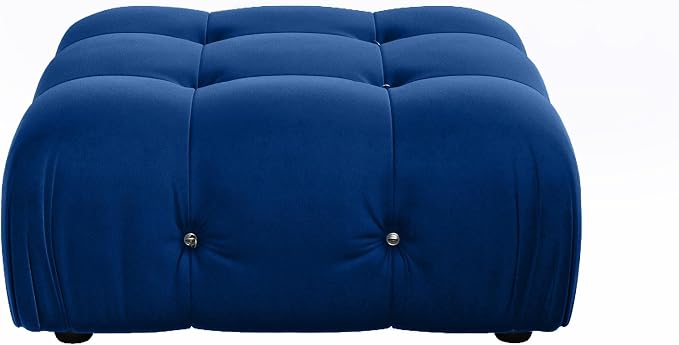 Modern Velvet Sectional Sofa, L Shape Minimalist Modular 4-Seater Sofa for Living Room Office Apartment (Ottoman/Blue)