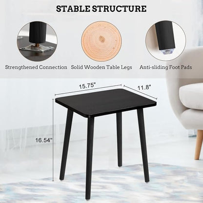 FORAOFUR Black End Tables Set of 2, Modern Boho End Table for Living Room Bedroom, Small Side Table for Small Spaces with Stable Structure, Easy Assembly | 2 Pack Minimalist black finish, wood legs, fits sofa/bedroom/living, compact, lightweight, easy ...