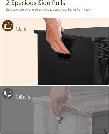 usikey 39.4” Storage Chest, Toy Chest, Toy Box with Safety Hinges, Lift Top Storage Bench, Supports 220 lb, for Living Room, Bedroom, Entryway, Black