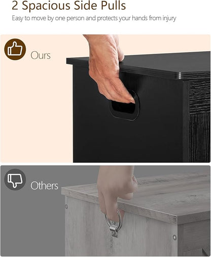 usikey 29.5” Storage Chest, Toy Box with Safety Hinge & Gel Bumpers, Toy Chest, Lift Top Storage Trunk, Supports 220 lb, for Living Room, Bedroom, Entryway, Black