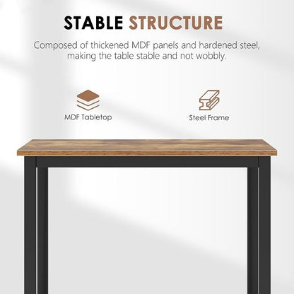 Need Small Square Dining Table- 31-1/2'' Sturdy and Heavy Duty Writing Desk for Small Spaces and Writing Table Desk Breakroom Table, Rustic Brown