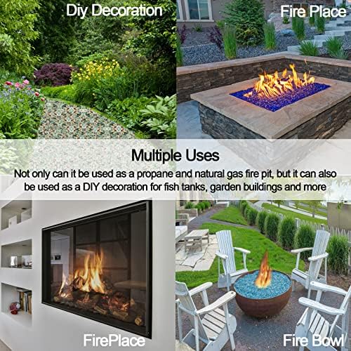 10 lbs Crushed Fire Pit Glass,1/2 Inch Pacific Blue Fire Glass