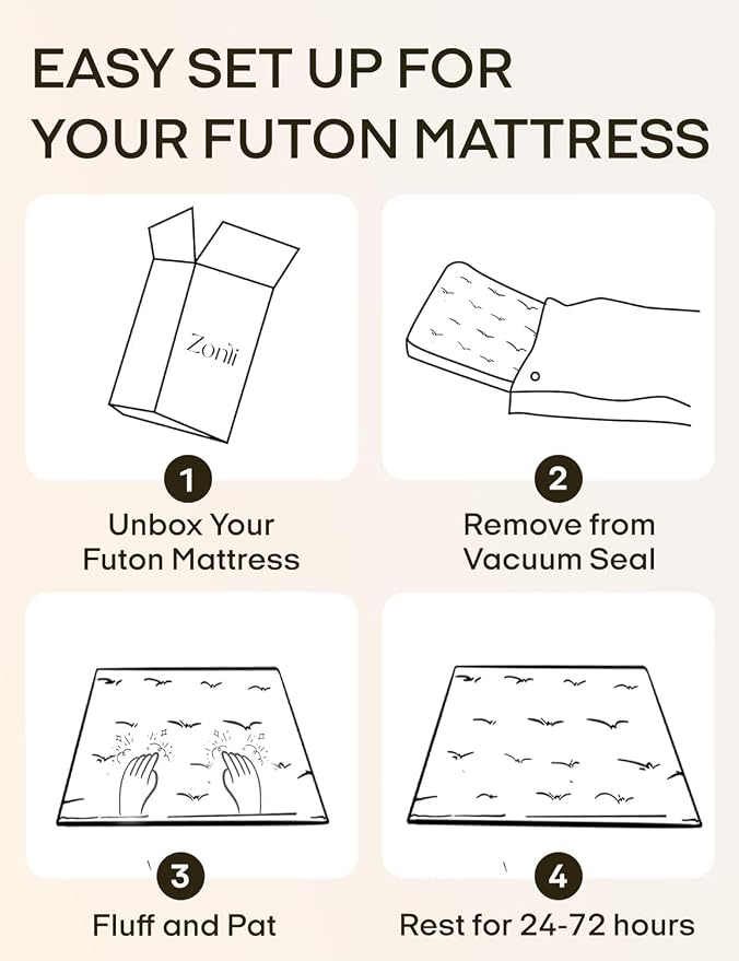 ZonLi Japanese Floor Futon Mattress Twin Size 75"x 39", 100% Cotton Cover 4'' Thicken Tatami Mattress, Foldable Sleeping Pad, Portable Dormitory Tatami Mat, Roll Up Floor Lounger Bed for Adult