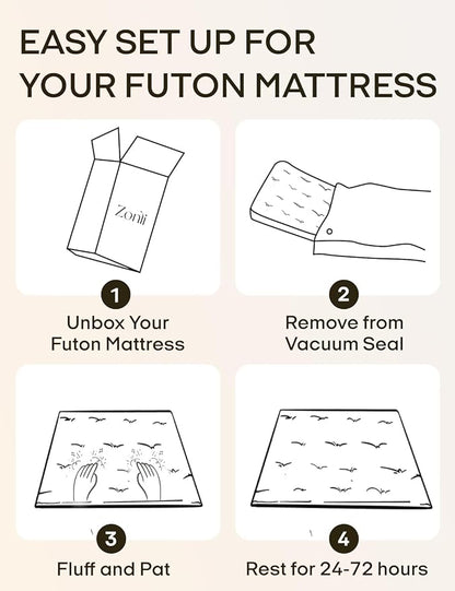 ZonLi Japanese Floor Futon Mattress King Size 76"x 80",100% Cotton Cover 4'' Thicken Tatami Mattress,Foldable Sleeping Pad,Portable Dormitory Tatami Mat,Roll Up Floor Lounger Bed for Adult (Cinnamon)