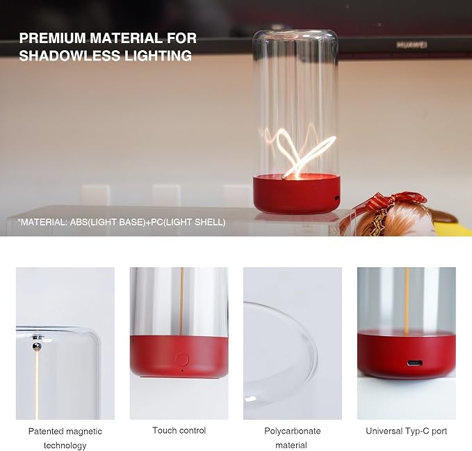 AUGE LIGHT Mini Minimalist Table Lamp Cordless LED Desk Lamp Rechargeable Modern Night Lights Portable Nightstand Lamps Unique Ambient Light Mood Lighting for Bedroom, Beside, Nursery