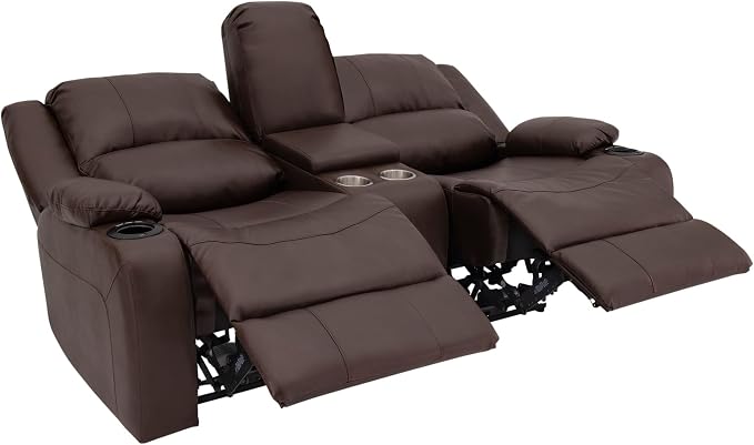 RecPro Charles RV Double Recliner Sofa | 70" | Mahogany