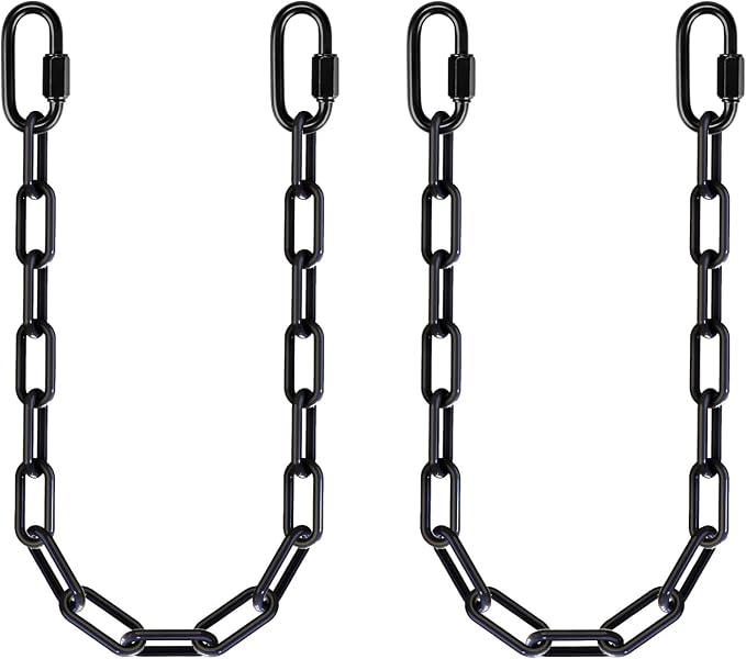2Pcs 20" Heavy Duty Hanging Chains with Hooks Swing Extension Chain Black | 1000LB Capacity Coated Hammock Extension Chain for Swing, Hanging Chair, Hammock Stand, Swing Chair, Punching Bags, Heavy Bag