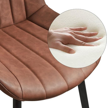 CLIPOP Dining Chairs Set of 2, Faux Leather Dining Chairs with Upholstered Seat, High Back Comfy Cushion, Metal Leg, Accent Kitchen Side Chair for Living, Restaurant & Meeting Room, Brown