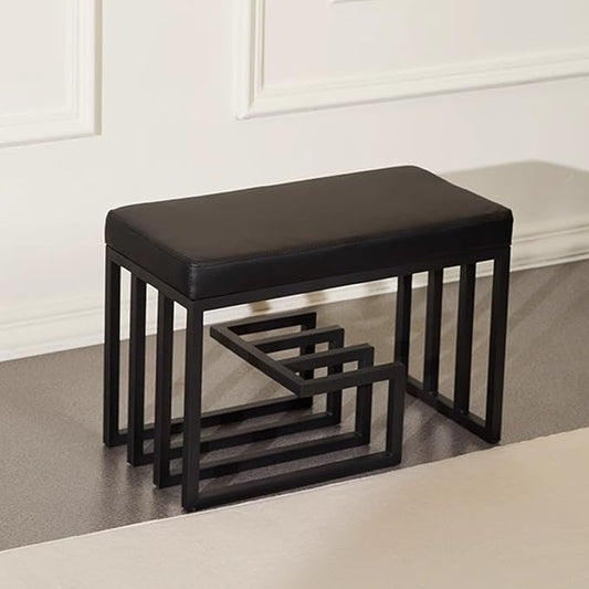 Stylish Shoe Rack Bench with Metal Frame & PU Leather Seat – Compact Storage Solution for Bedroom, Garage, Closet & Hallway – Space-Saving Organizer for Shoes & Essentials