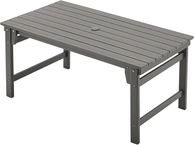 Furnimart Outdoor Dining Table for 4-6 Person, 67" HDPE All-Weather Dining Table with Umbrella Hole, Oversized Patio Dining Set, Outdoor Furniture for Backyard, Garden, Lawn & Poolside, Rectangle Grey