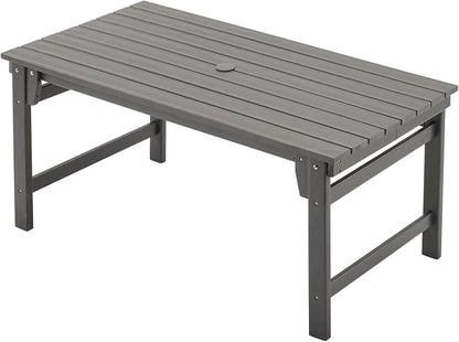 Furnimart Outdoor Dining Table for 4-6 Person, 67" HDPE All-Weather Dining Table with Umbrella Hole, Oversized Patio Dining Set, Outdoor Furniture for Backyard, Garden, Lawn & Poolside, Rectangle Grey