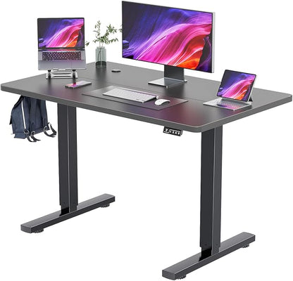 YESHOMY Height Adjustable Electric Standing Desk, 40 inch Computer Table, Home Office Workstation, Black Leg/Black Top