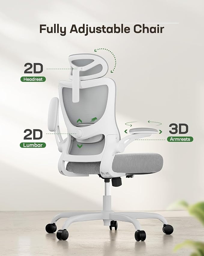 Marsail Ergonomic Office Chair with 3D Armrests, Pack of 3 | Office Desk Chair with High Back Mesh, Adjustable Lumbar Support, Rolling Work Swivel Task Chairs with Wheel, Headrest, home
