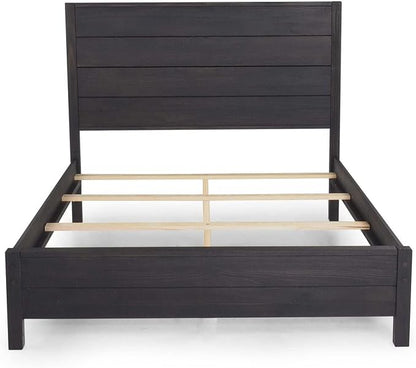 Grain Wood Furniture Montauk Solid Wood Bed, King Size, Farmhouse Black