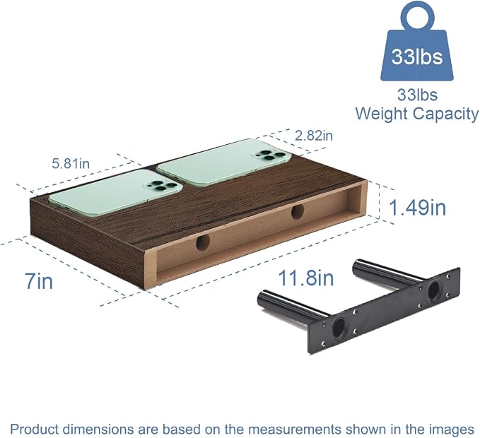 Floating Shelves for Wall, Bathroom Shelves Over Toilet, Wall Shelves & Book Shelf for Room, Hanging Shelf, Wooden Wall-Mounted Small Floating Shelves, 12 x 7 x 1.5 in (Smoke Gray, Set of 3)