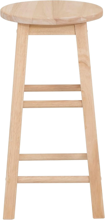 Linon Zeke Unfinished Solid Wood Backless Round Counter Stool with 24 Inch Seat Height
