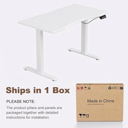 Solid Wood Electric Standing Desk 47.2"x23.6"Home Office Desk,Adjustable Workbench with 3 Stages Single Motor, Computer Workstation with T-Shaped Metal Bracket,Walnut Standing Desk for Gaming(1 Box)
