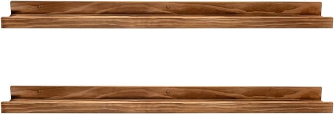 AZSKY Rustic Wood Floating Shelves for Nursery Books Long Wall Bookshelf Photo Picture Ledge Shelf with Lip Wall Shelf for Kids Bedroom Bathroom Living Room Office Frames 36 Inches Set of 2