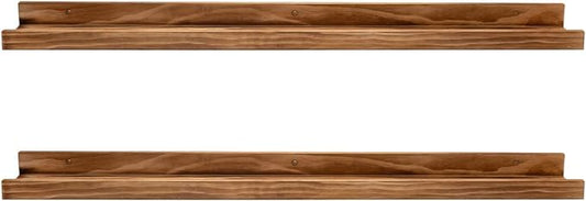 AZSKY Rustic Wood Floating Shelves for Nursery Books Long Wall Bookshelf Photo Picture Ledge Shelf with Lip Wall Shelf for Kids Bedroom Bathroom Living Room Office Frames 36 Inches Set of 2