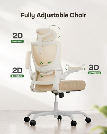 Marsail Ergonomic Office Chair with 3D Armrests, Pack of 3 | Office Desk Chair with High Back Mesh, Adjustable Lumbar Support, Rolling Work Swivel Task Chairs with Wheel, Headrest, home