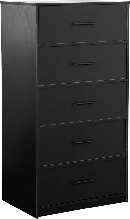 5-Drawer Dresser with Extra Large Fabric Drawers, Wood Frame Dresser with 5 Drawers for Bedroom or Living Room Storage, Hallway, Fabric Bins for Closet or Hallway Storage Organizer, Toy Chest, Black | 5-drawer dresser, fabric storage drawers, sturdy wo...