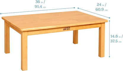 ECR4Kids 36in x 24in Rectangular Hardwood Table with 14in Legs, Kids Furniture, Honey