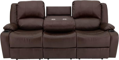 RecPro RV Recliner Charles 80" Powered Triple Wall Hugger | Drop Down Console | RV Furniture with Upgraded 2023 Fabric (Mahogany)