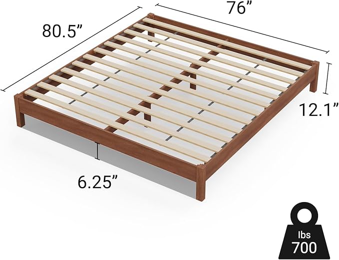LIFEMENT King Bed Frame Signature Wood Platform, Noise Free, Under Bed Storage, No Box Spring Needed, Easy Assembly, Cherry