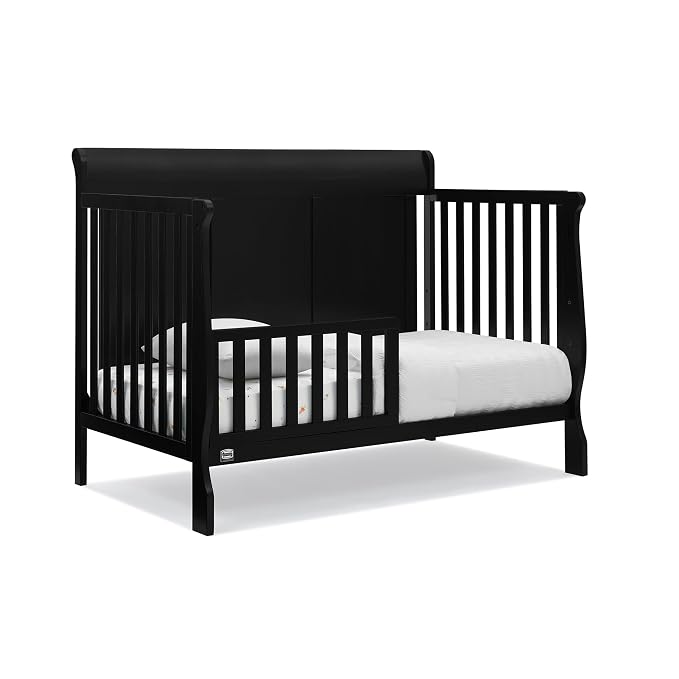 Simmons Kids Carter 6-in-1 Convertible Crib - Greenguard Gold Certified, Black Ebony