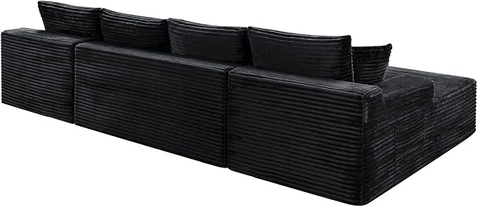 132" Oversized U-Shaped Cloud Sectional Couch Plush Corduroy Boneless Symmetrical Sofa, Front Facing Modular Compressed Boneless Sectional Sofa with Double Chaise Lounges